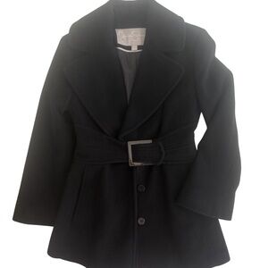 Black Wool Belted Coat by Jessica Simpson Women’s XS Mid-Length Classic